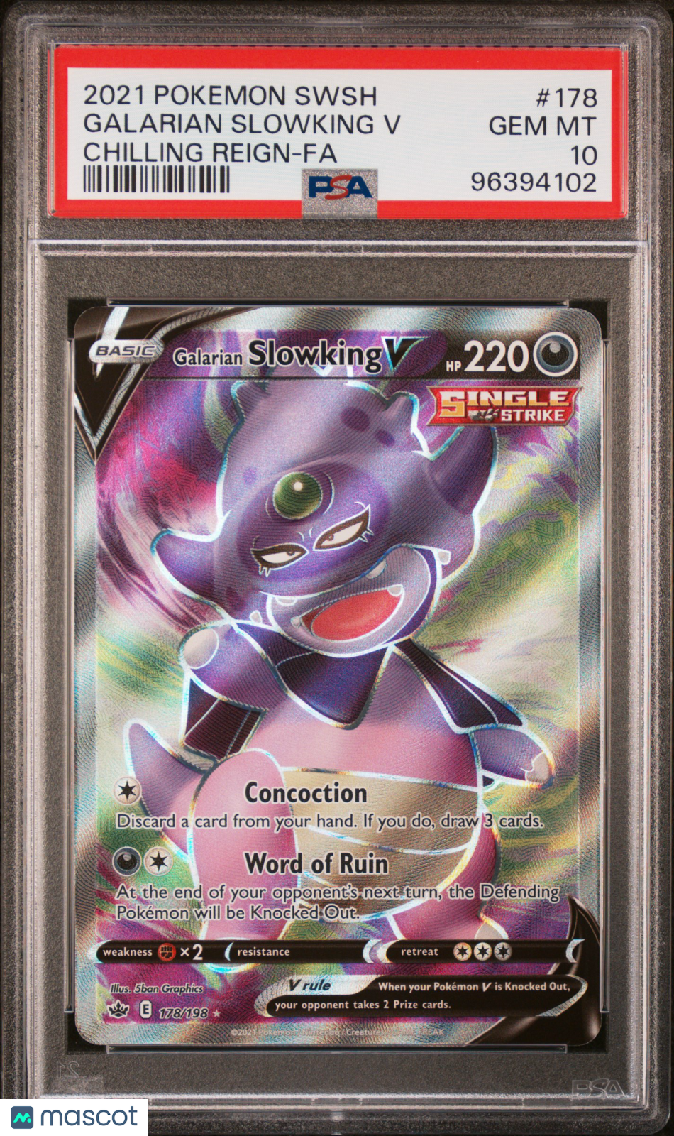 2021 Pokemon Sword & Shield Chilling Reign Galarian Slowking V #178 Chilling Reign-Fa PSA 10