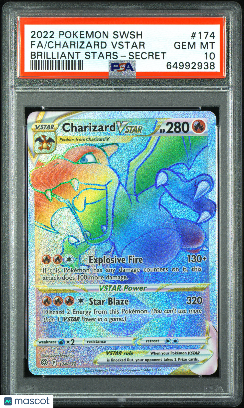 2022 Pokemon Sword & Shield Brilliant Stars Charizard VSTAR #174 Fa Brilliant Stars-Secret PSA 10