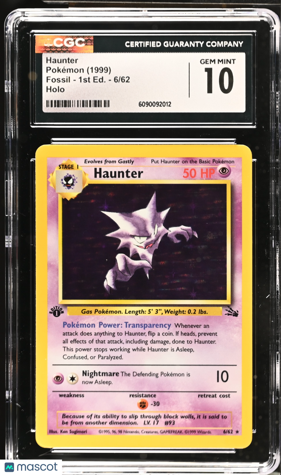 1999 Pokemon Haunter #6/62 1st Edition CGC 10