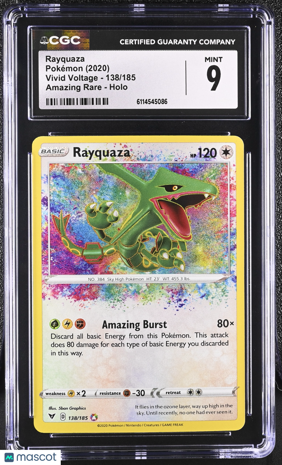 2020 Pokemon Rayquaza #138/185 Amazing Rare CGC 9