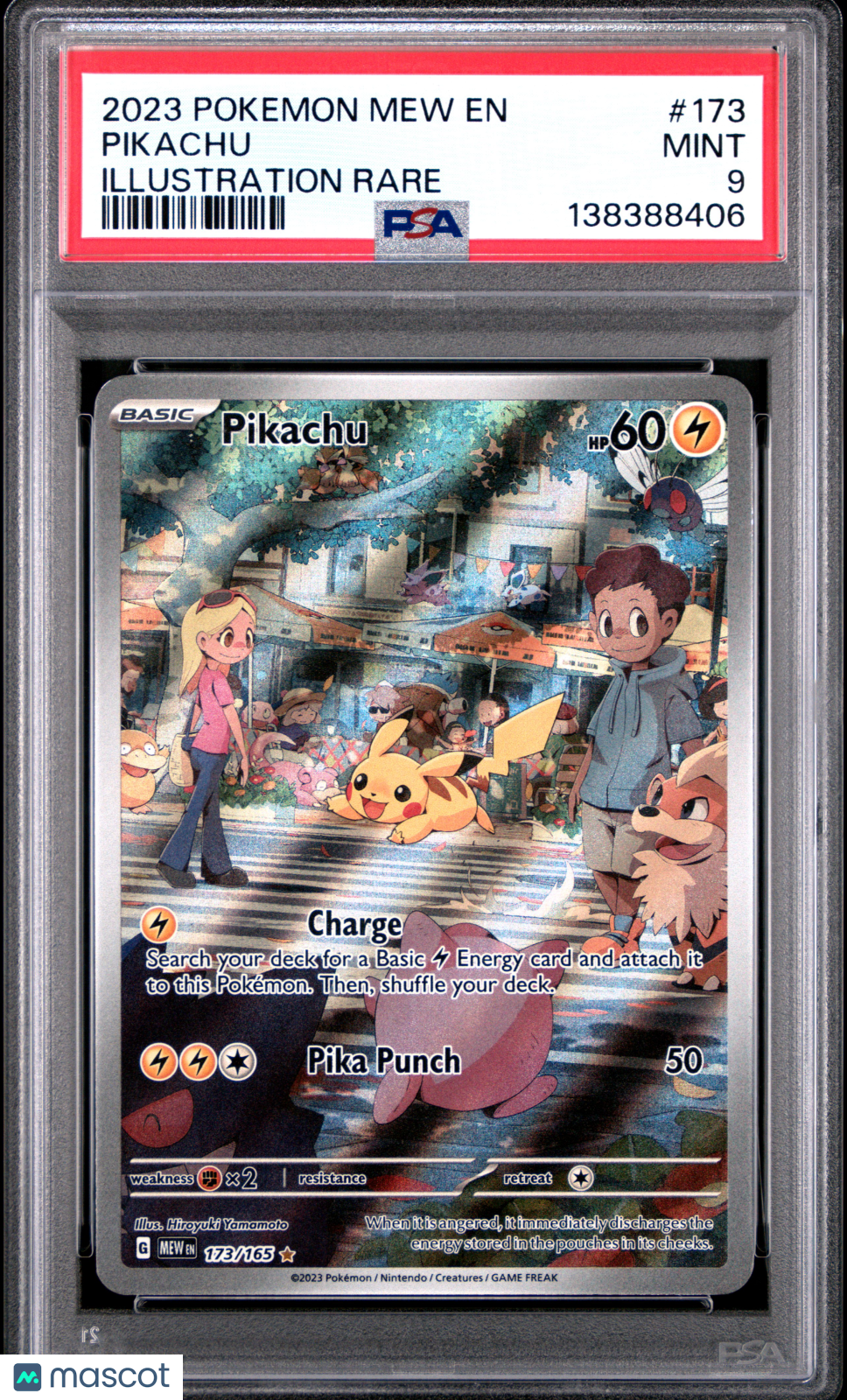 2023 Pokemon Mew EN-151 Pikachu #173 Illustration Rare PSA 9
