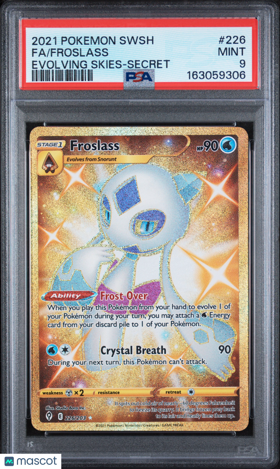 2021 Pokemon Sword & Shield Evolving Skies Froslass #226 Fa Evolving Skies-Secret PSA 9