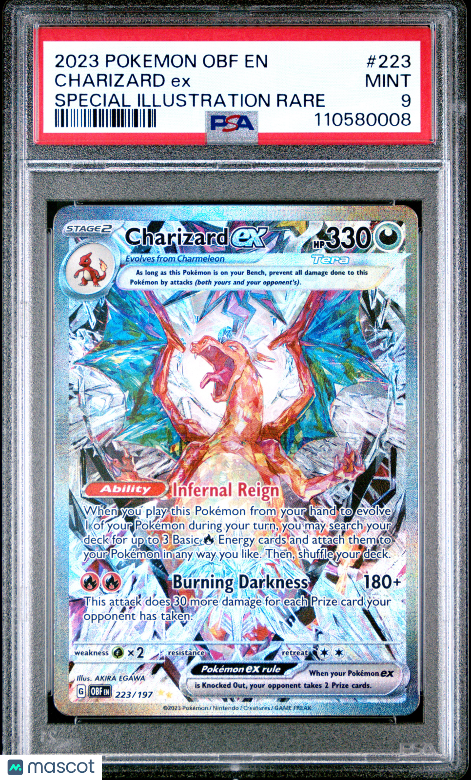 2023 Pokemon Obf EN-Obsidian Flames Charizard EX #223 Special Illustration Rare PSA 9