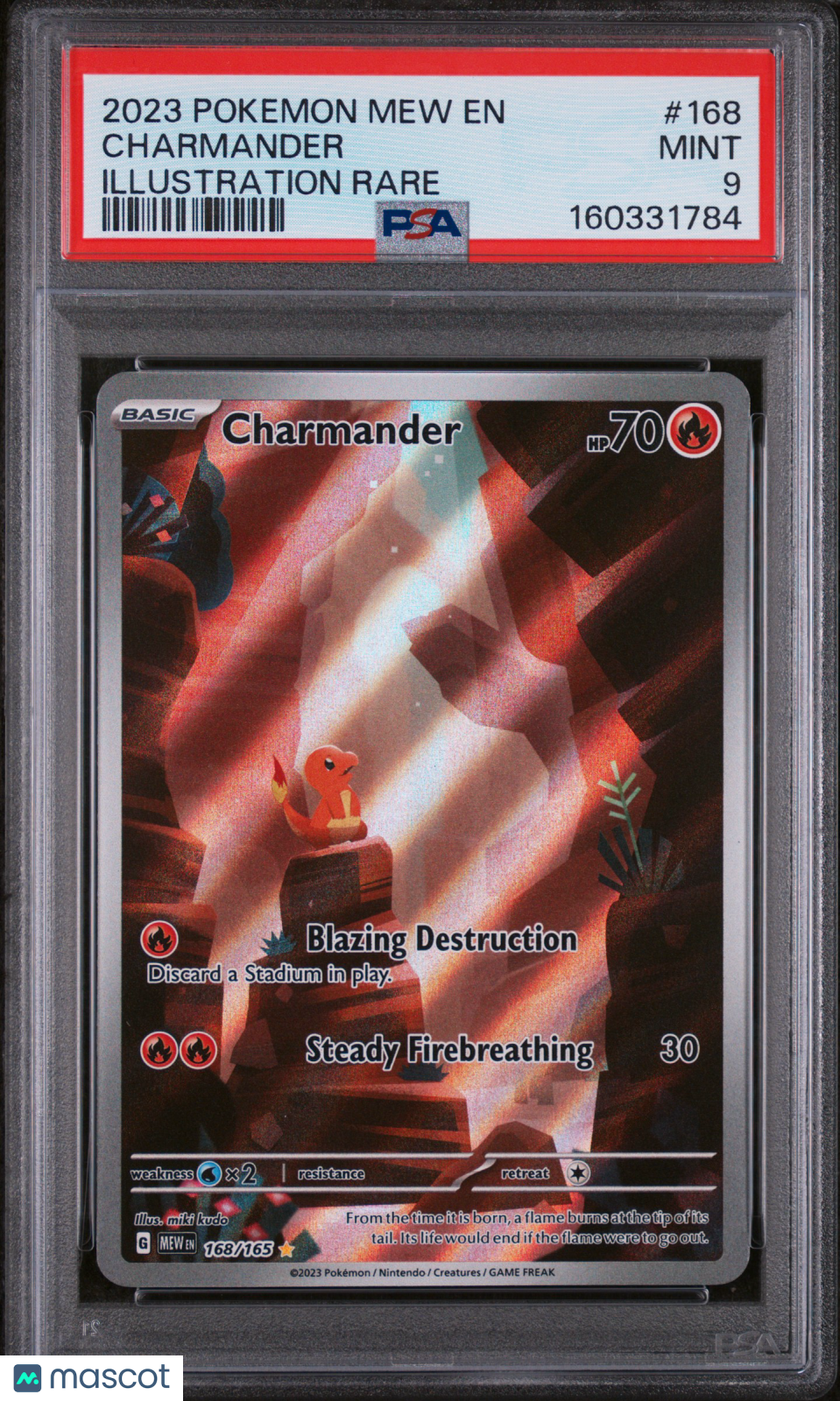 2023 Pokemon Mew EN-151 Charmander #168 Illustration Rare PSA 9
