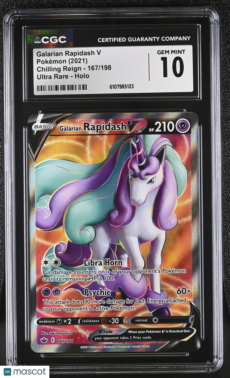 2021 Pokemon Galarian Rapidash V #167/198 Ultra Rare CGC 10