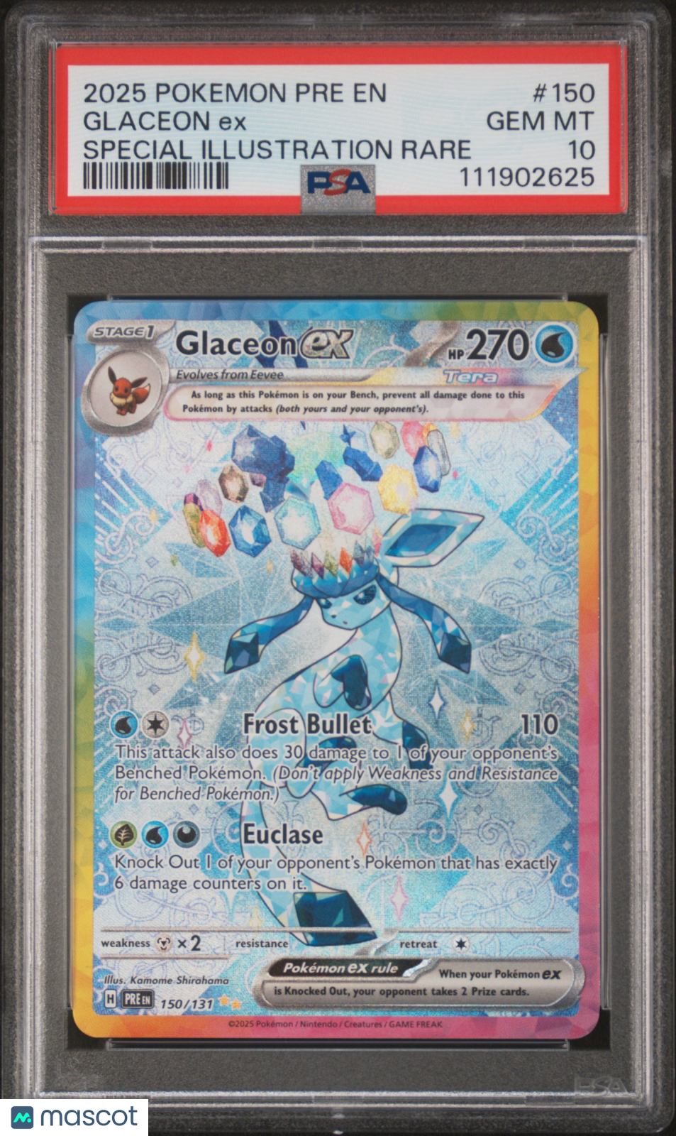 2025 Pokemon Pre EN-Prismatic Evolutions Glaceon EX #150 Special Illustration Rare PSA 10