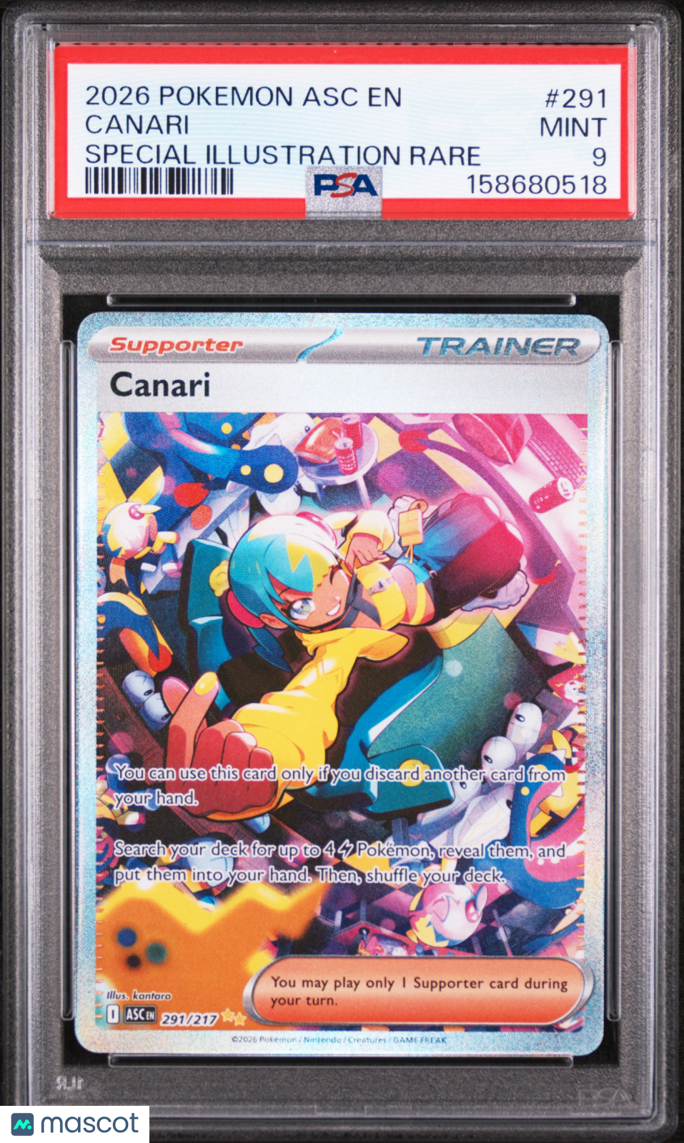 2026 Pokemon Asc EN-Ascended Heroes Canari #291 Special Illustration Rare PSA 9