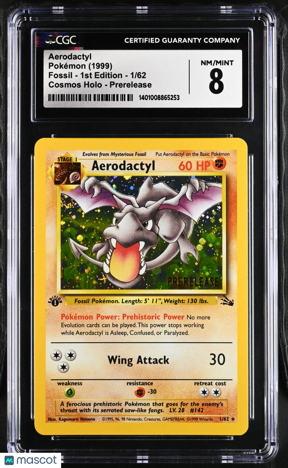 1999 Pokemon Aerodactyl #1/62 1/62 1st Edition CGC 8