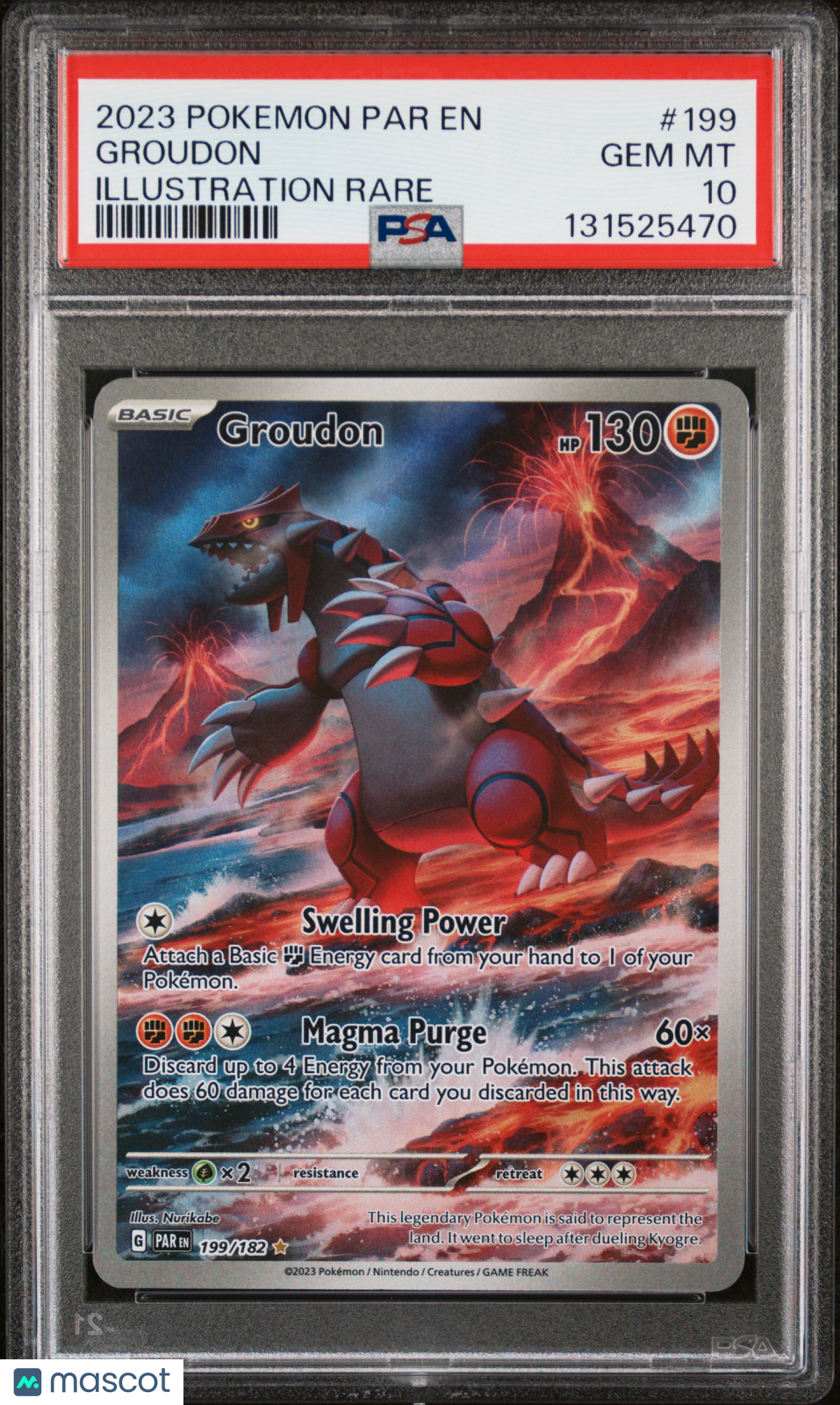 2023 Pokemon Par EN-Paradox Rift Groudon #199 Illustration Rare PSA 10