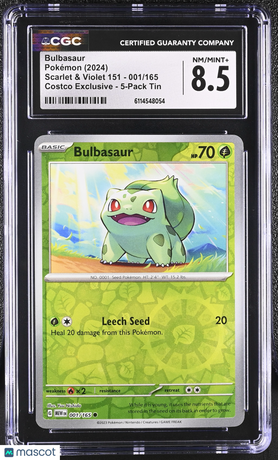2024 Pokemon Bulbasaur #001/165 001/165 CGC 8.5