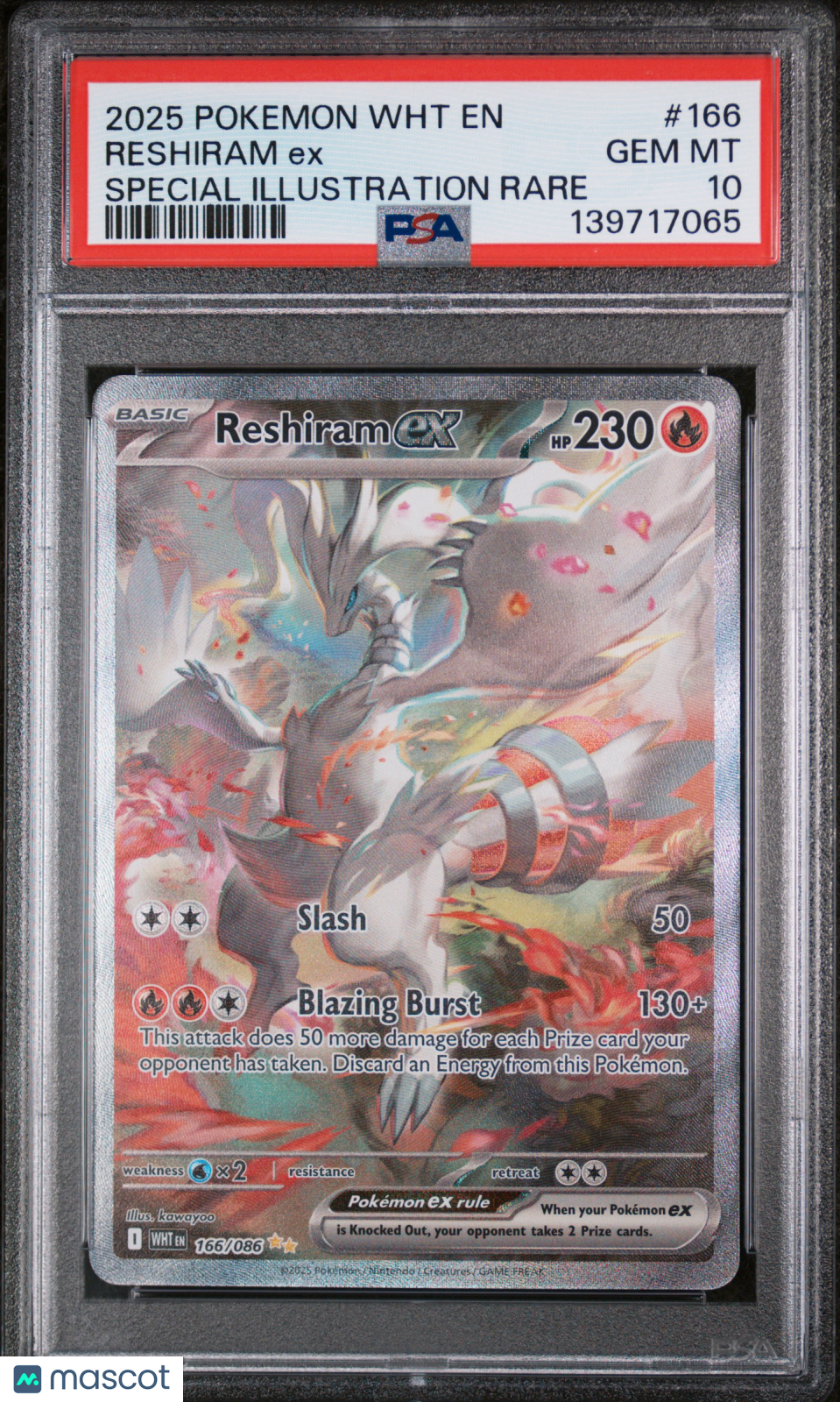 2025 Pokemon WHT EN-White Flare Reshiram EX #166 Special Illustration Rare PSA 10