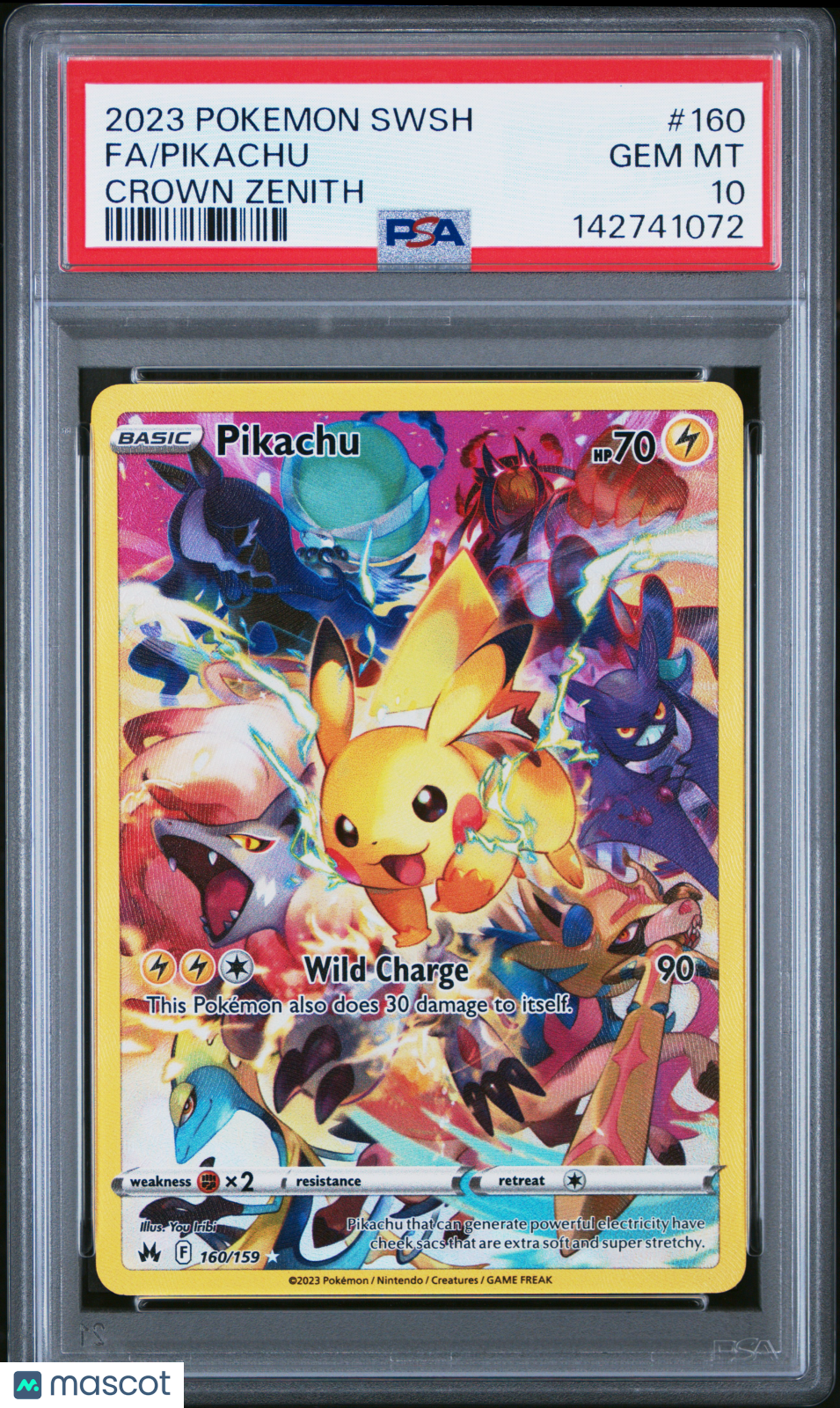 2023 Pokemon Sword And Shield Crown Zenith Pikachu #160 Crown Zenith Fa PSA 10