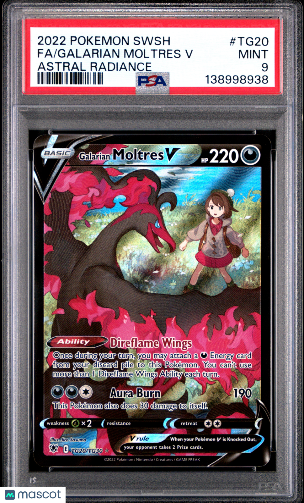 2022 Pokemon Sword & Shield Astral Radiance Galarian Moltres V #TG20 Fa Astral Radiance PSA 9