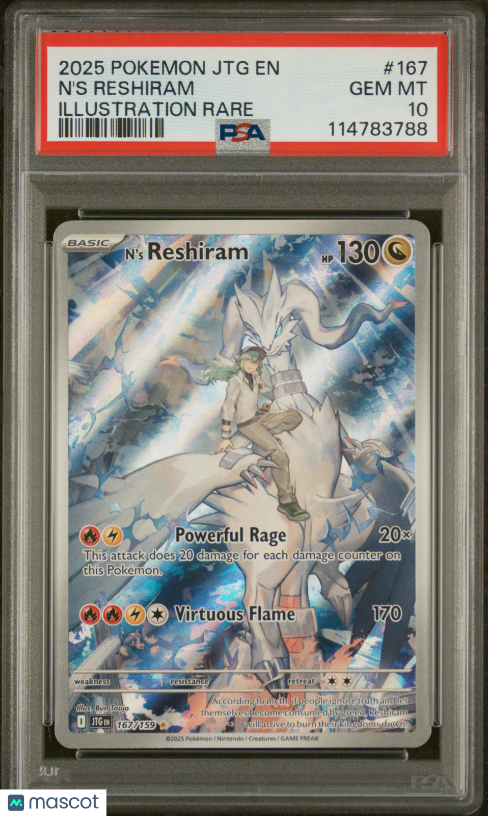 2025 Pokemon JTG EN-Journey Together N'S Reshiram #167 Illustration Rare PSA 10