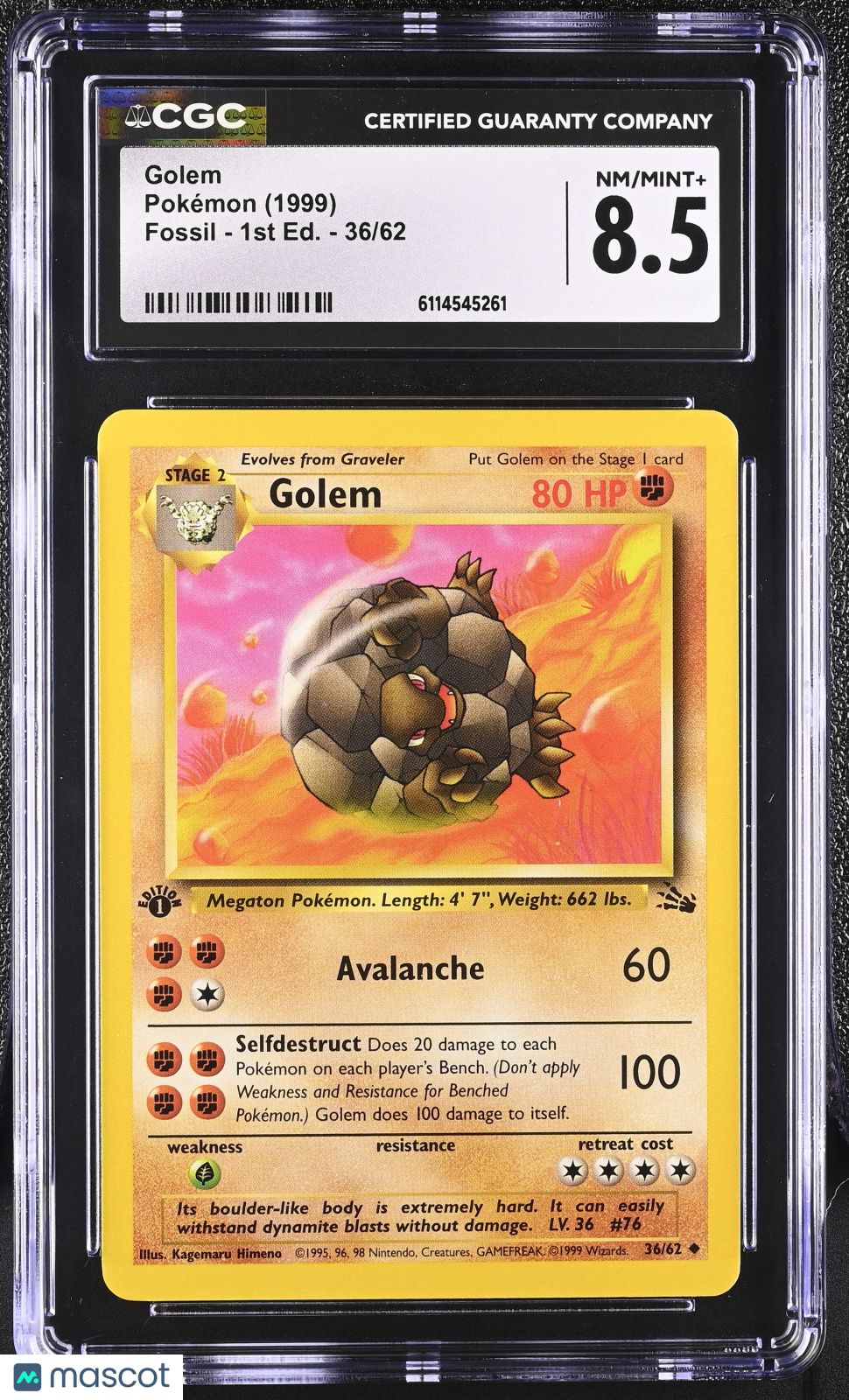 1999 Pokemon Golem #36/62 36/62 1st Edition CGC 8.5