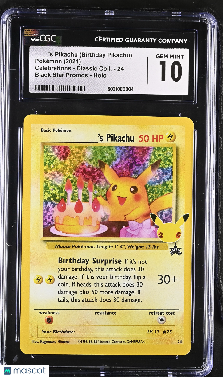 2021 Pokemon ____'s Pikachu #24 CGC 10
