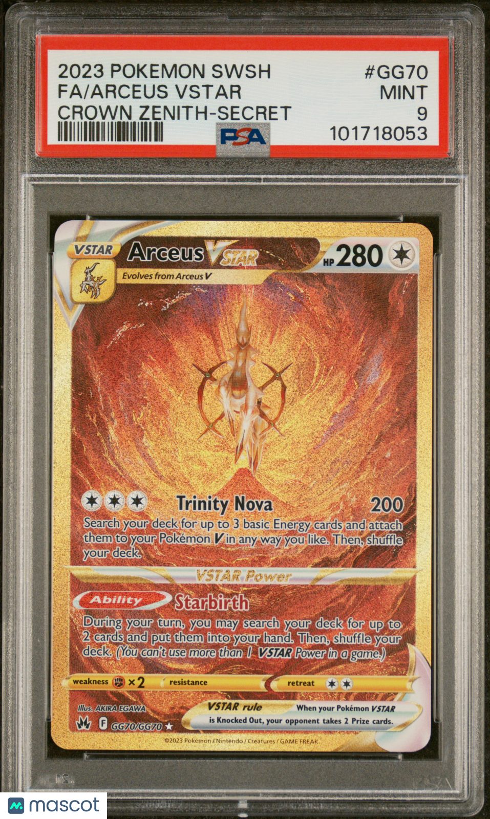 2023 Pokemon Sword And Shield Crown Zenith Arceus VSTAR #GG70 Fa Crown Zenith-Secret PSA 9