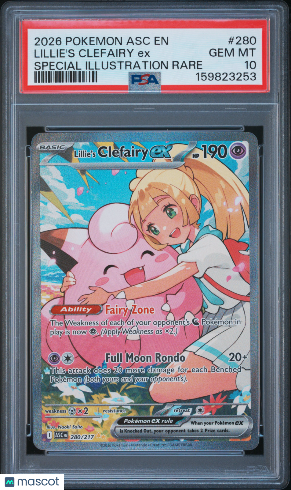2026 Pokemon Asc EN-Ascended Heroes Lillie's Clefairy EX #280 Special Illustration Rare PSA 10