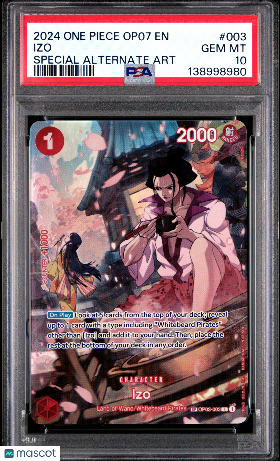 2024 One Piece Op07-500 Years In The Future Izo Special Alt Art PSA 10 #003