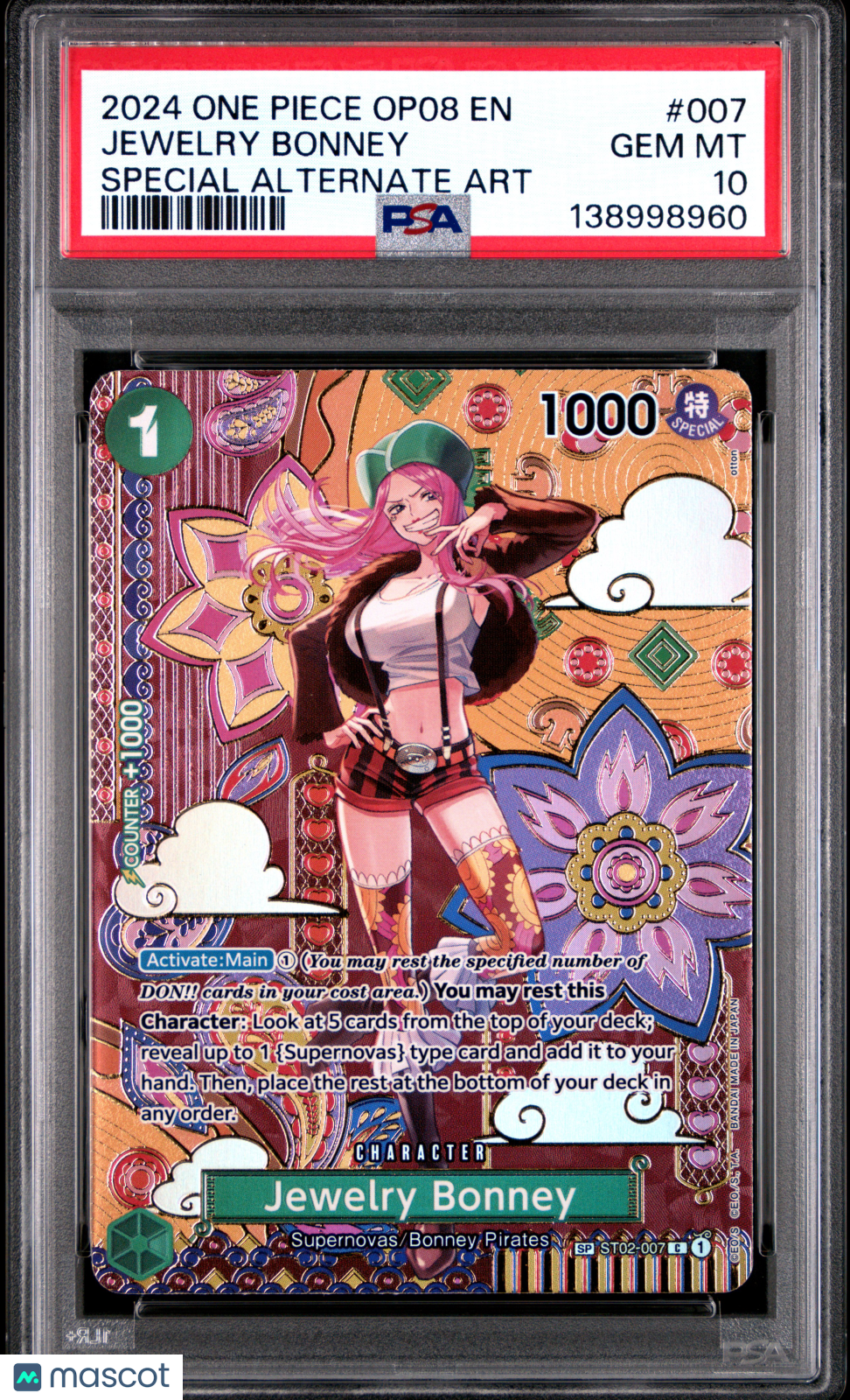 2024 One Piece Op08-Two Legends Jewelry Bonney #007 Special Alternate Art PSA 10