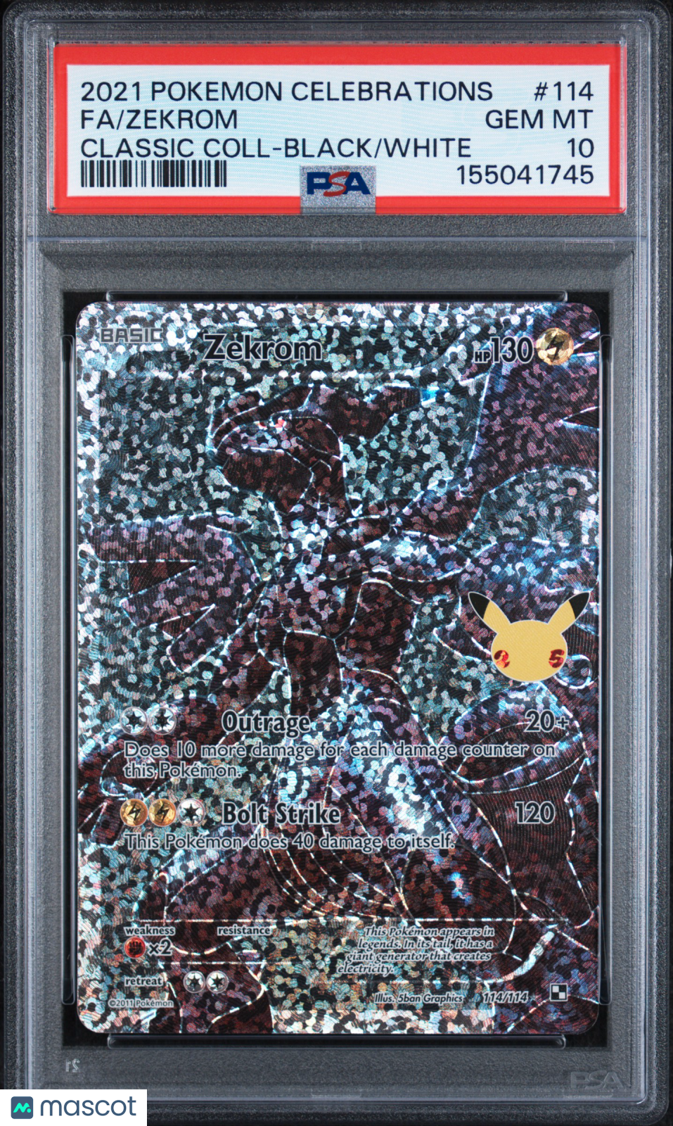 2021 Pokemon Celebrations Classic Collection Zekrom #114 Fa Classic Coll-Black/White PSA 10