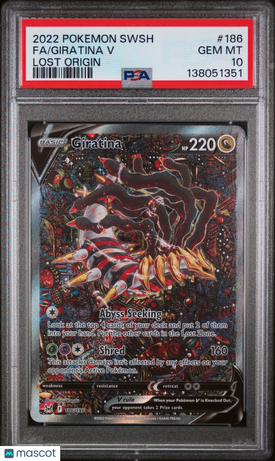 2022 Pokemon Sword & Shield Lost Origin Giratina V #186 Fa Lost Origin PSA 10