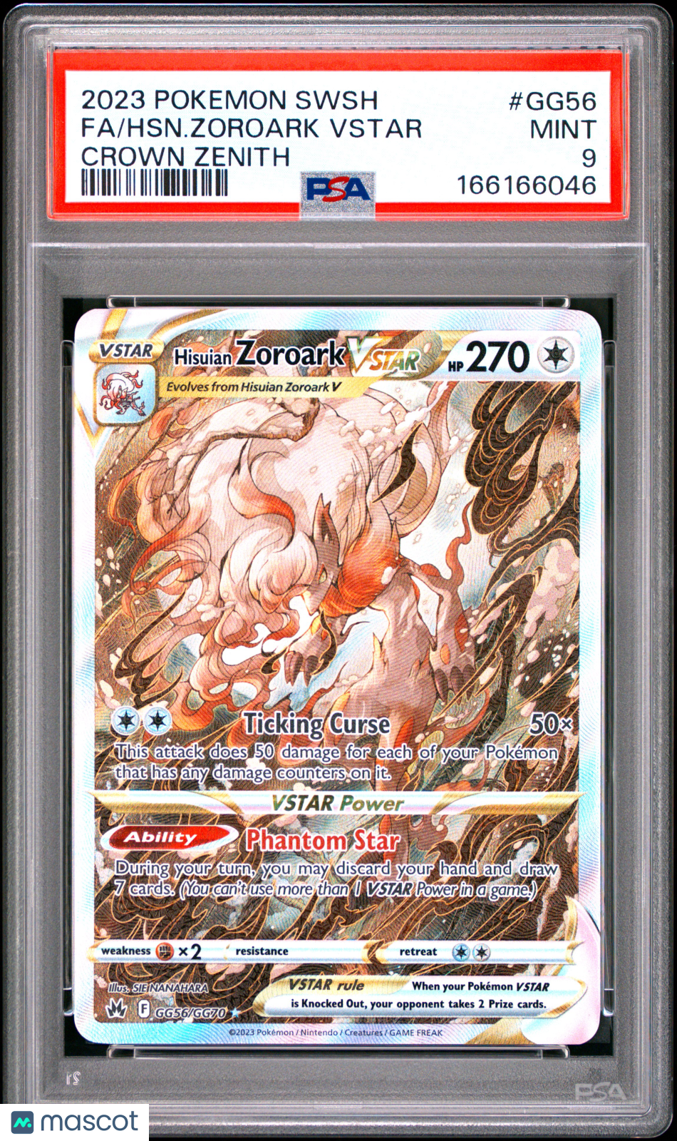 2023 Pokemon Sword And Shield Crown Zenith HSN. Zoroark VSTAR #GG56 Crown Zenith Fa PSA 9