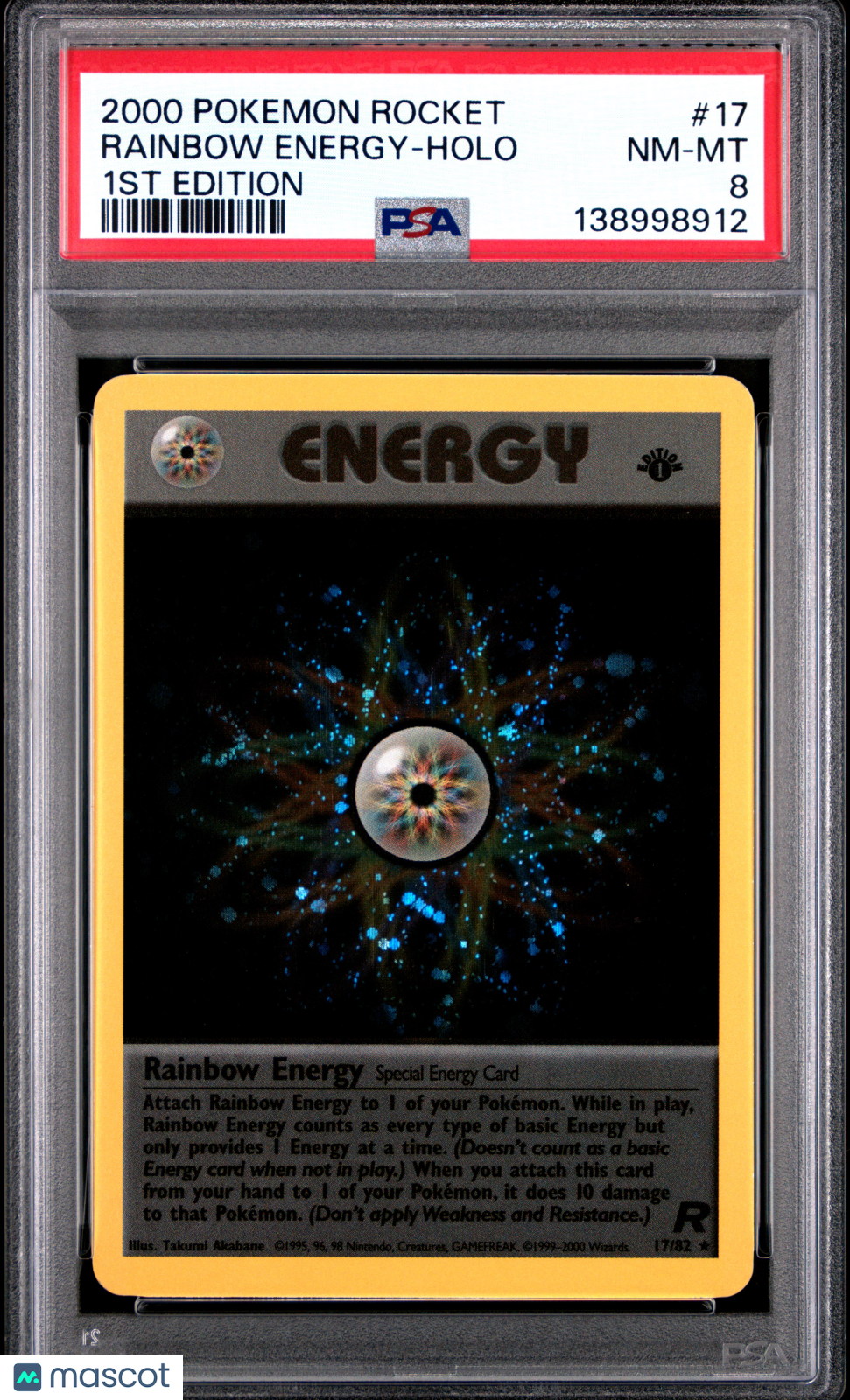 2000 Pokemon Rocket Rainbow Energy #17 1st Edition PSA 8