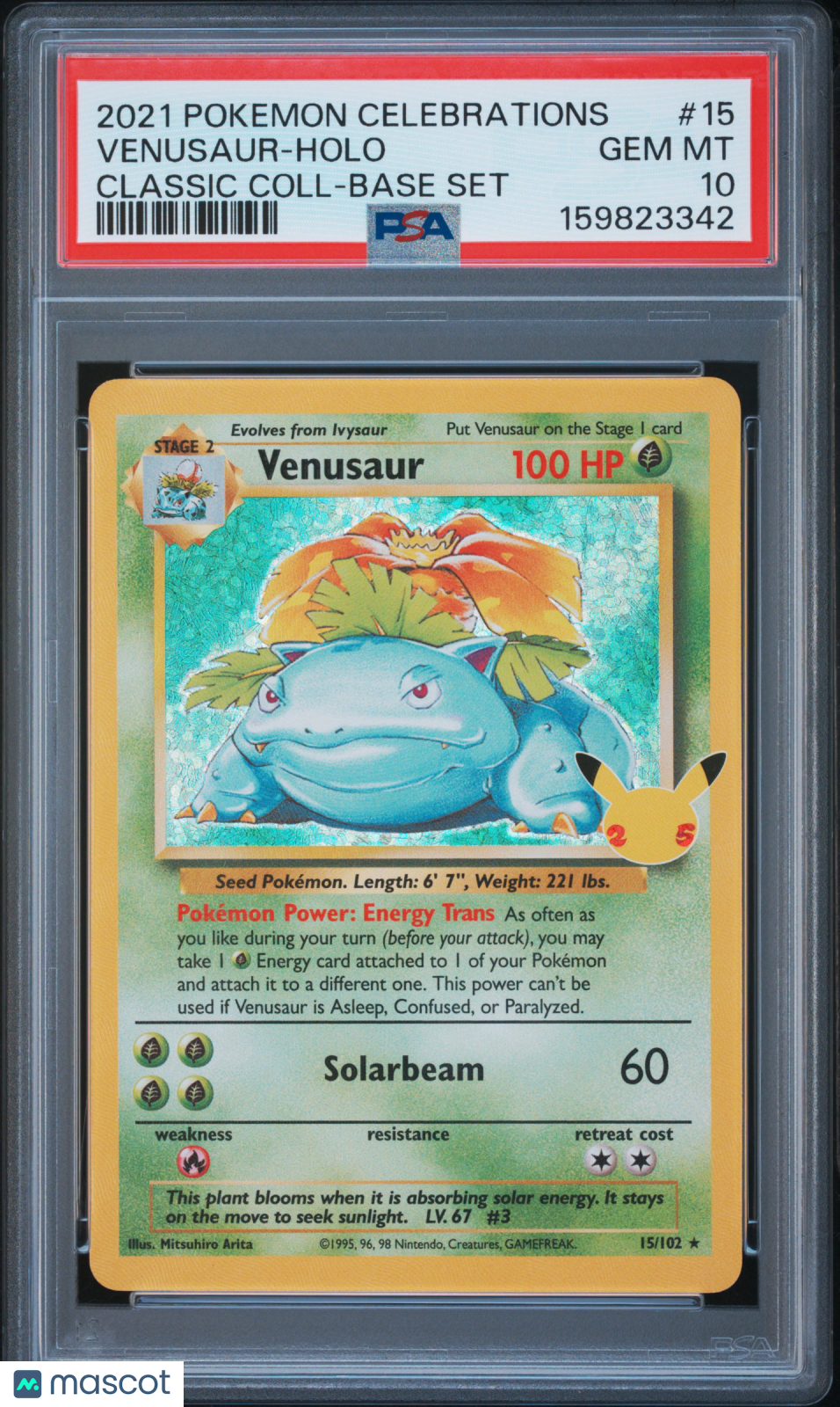 2021 Pokemon Celebrations Classic Collection Venusaur #15 Classic Coll-Base Set PSA 10