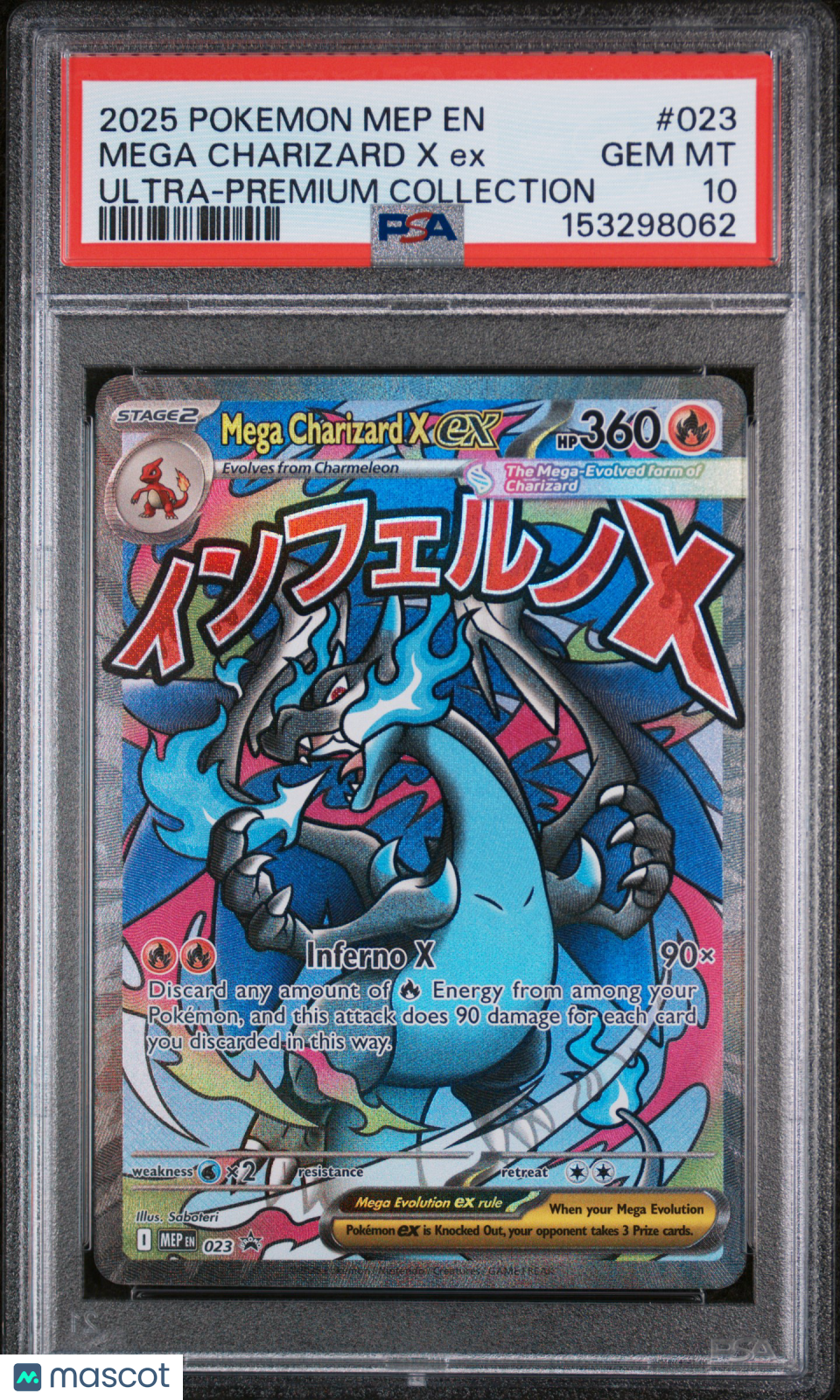 2025 Pokemon Mep EN-Me Black Star Promo Mega Charizard X EX #023 Ultra-Premium Collection PSA 10