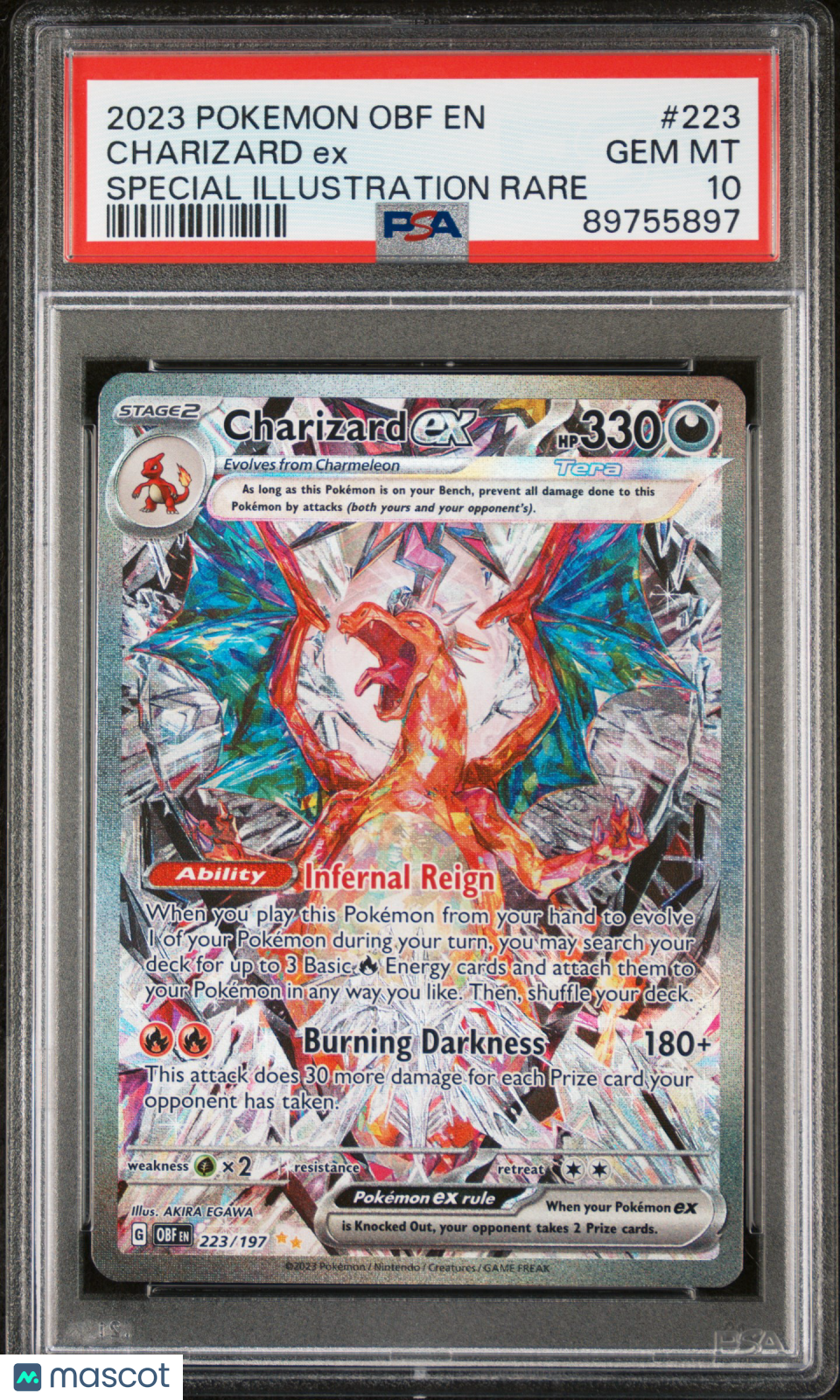 2023 Pokemon Obf EN-Obsidian Flames Charizard EX #223 Special Illustration Rare PSA 10