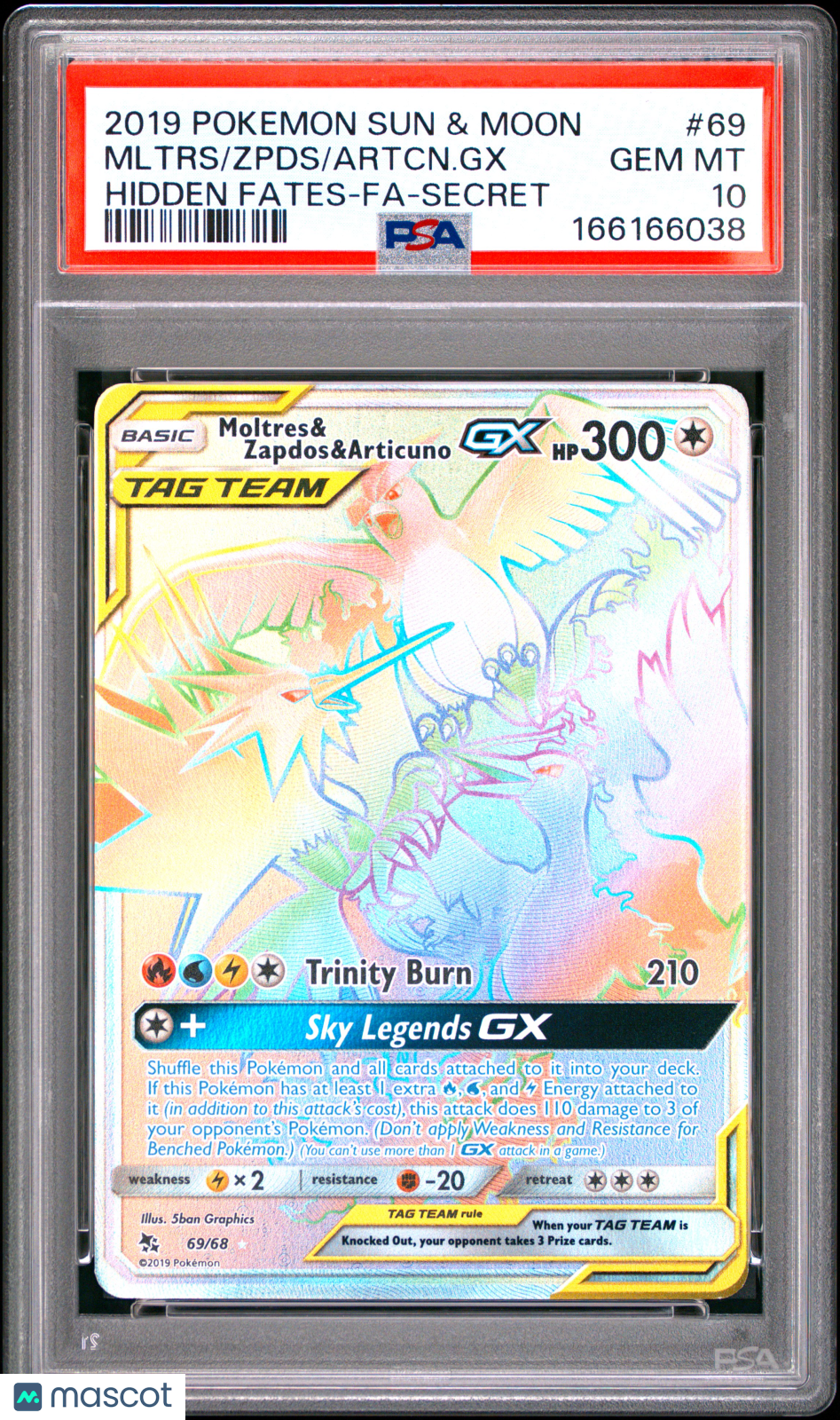 2019 Pokemon Sun & Moon Hidden Fates Artcn. GX Mltrs Zpds #69 Hidden Fates-Fa-Secret PSA 10