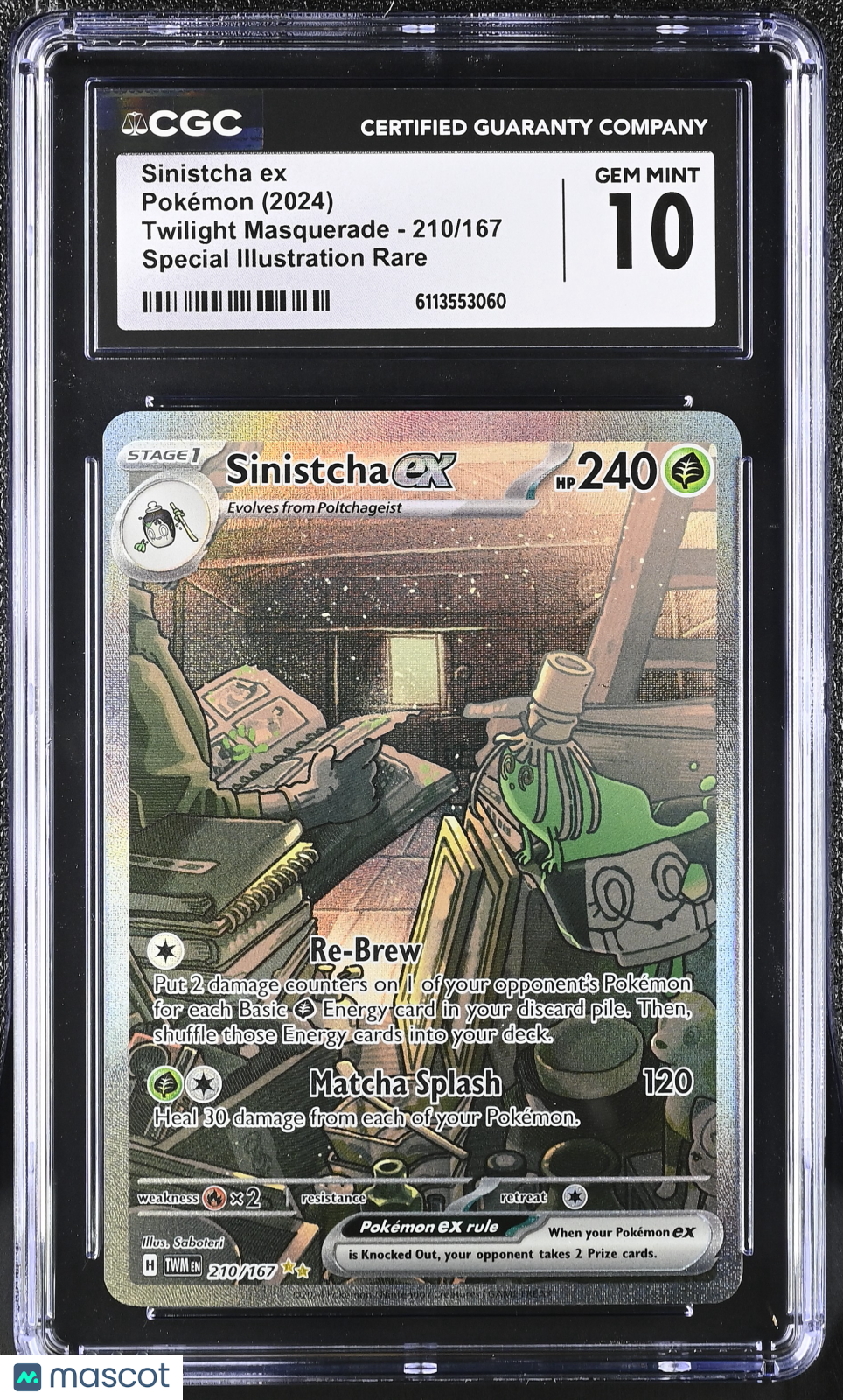 2024 Pokemon Sinistcha ex #210/167 Special Illustration Rare CGC 10