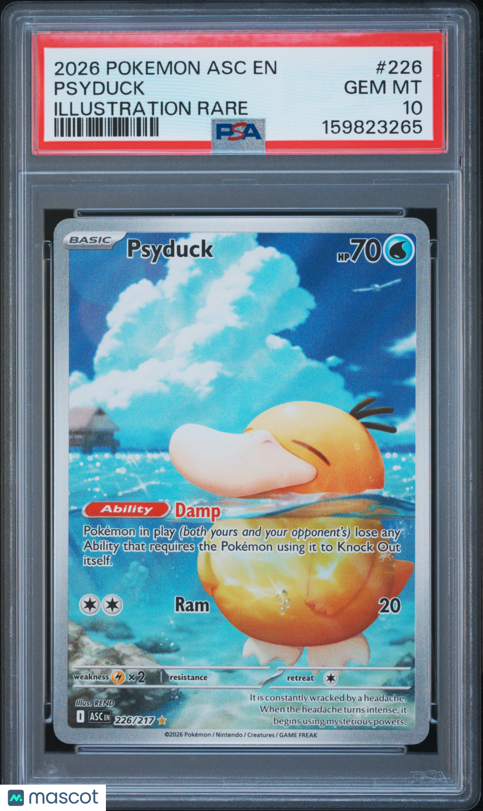 2026 Pokemon Asc EN-Ascended Heroes Psyduck #226 Illustration Rare PSA 10