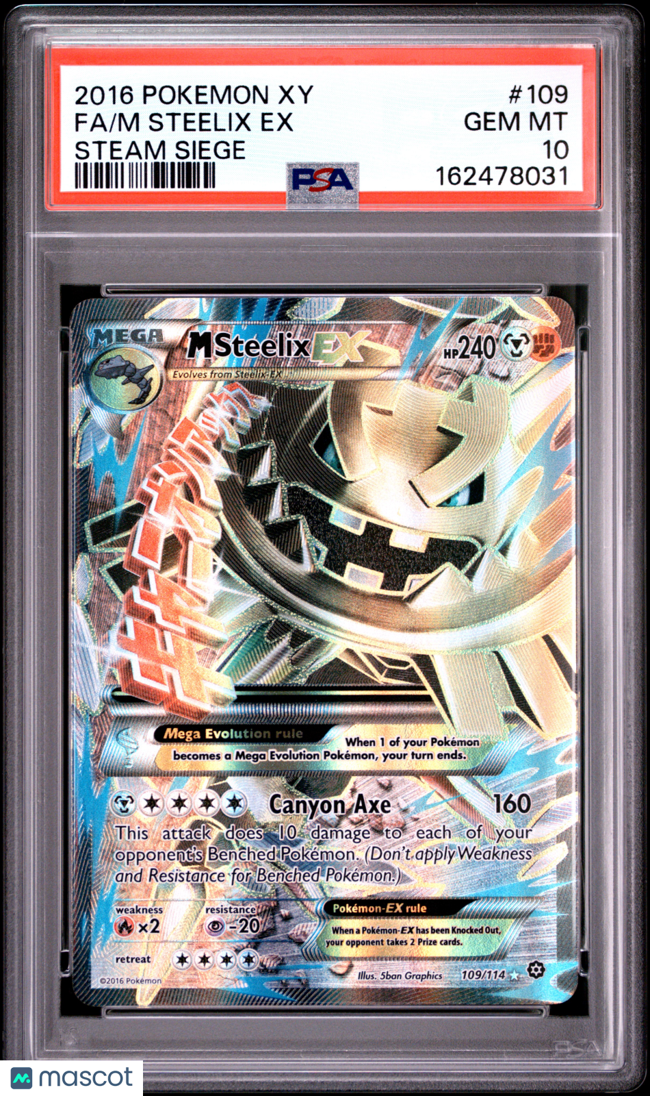 2016 Pokemon Xy Steam Siege M Steelix EX #109 Steam Siege Fa PSA 10