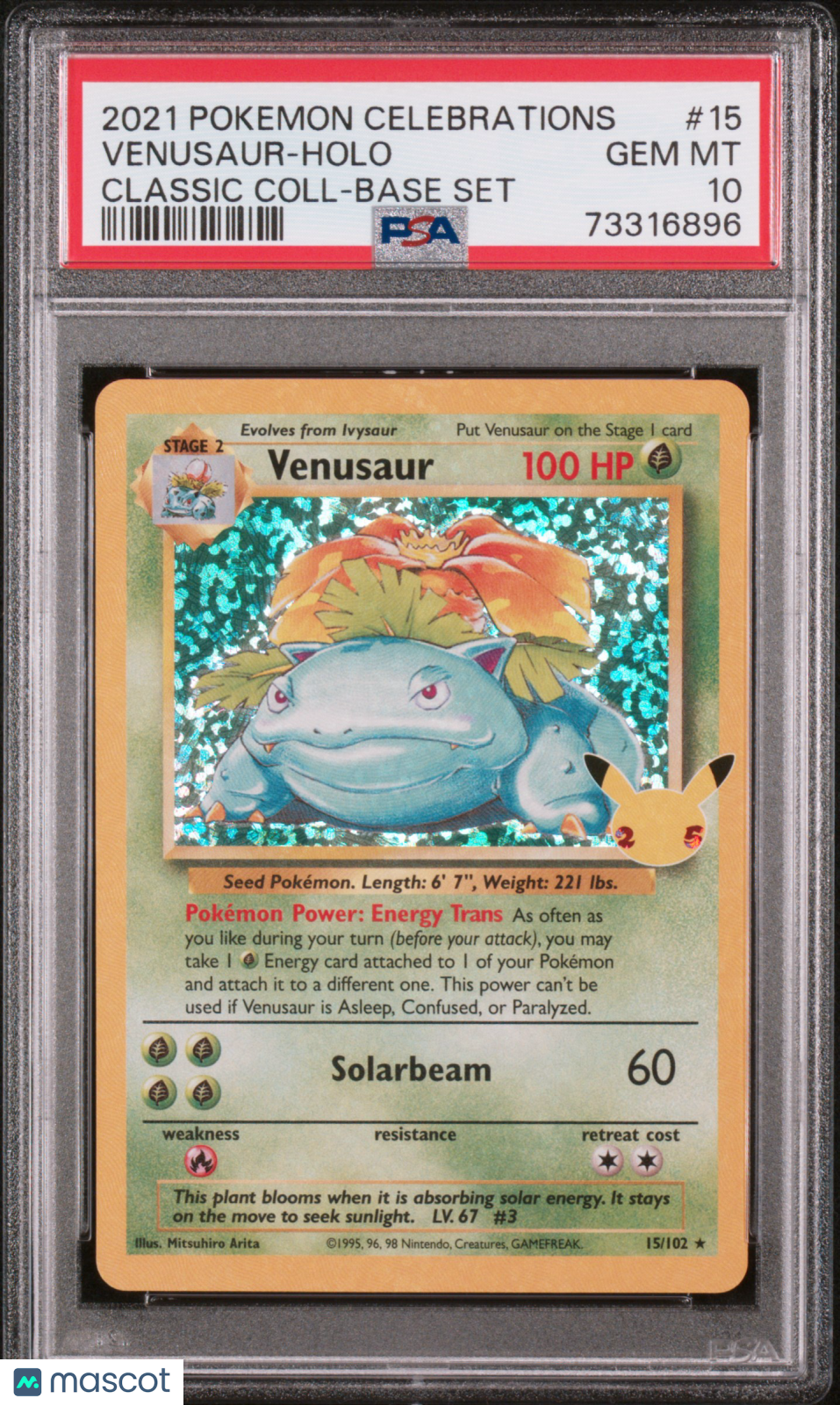 2021 Pokemon Celebrations Classic Collection Venusaur #15 Classic Coll-Base Set PSA 10
