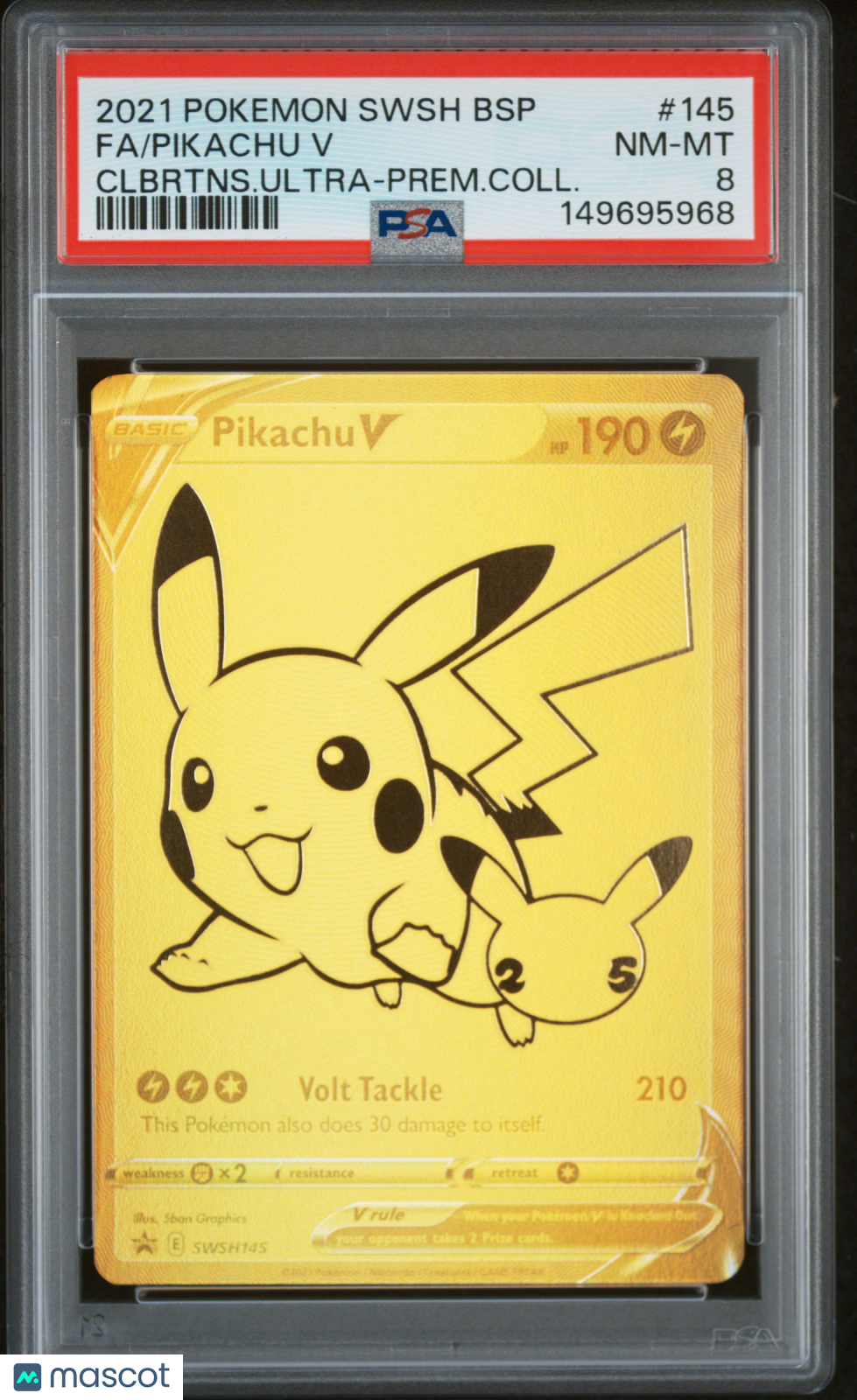 2021 Pokemon Swsh Black Star Promo Pikachu V #145 Clbrtns.Ultra-Prem.Coll. Fa PSA 8