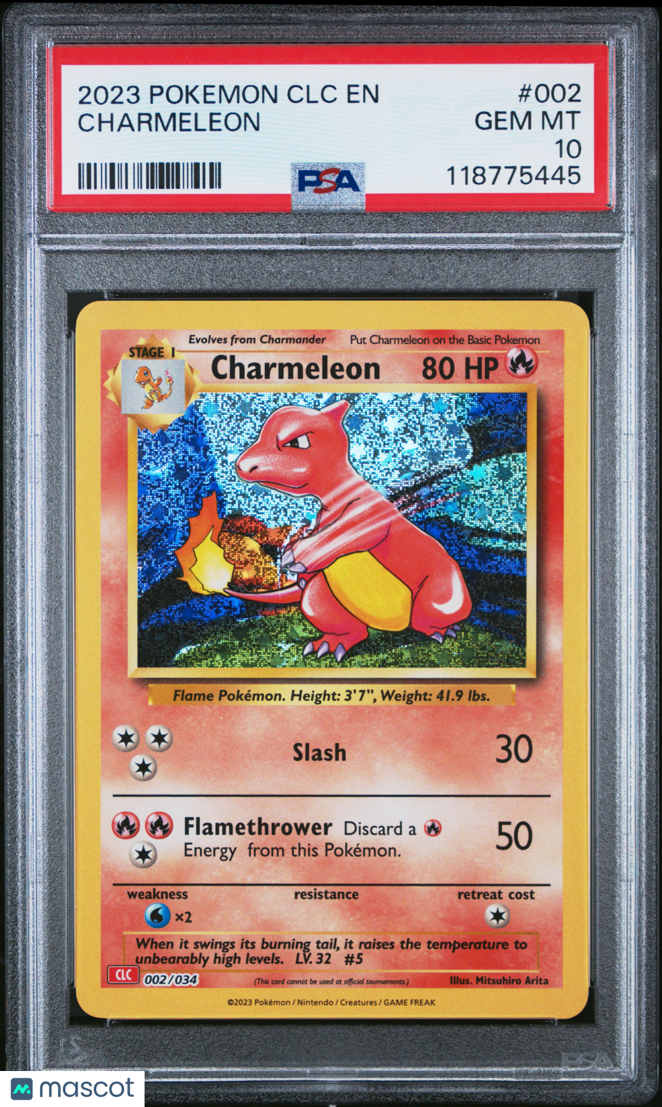 2023 Pokemon CLC-Trading Card Game Classic Charizard & Ho-Oh EX Deck Charmeleon #002 PSA 10