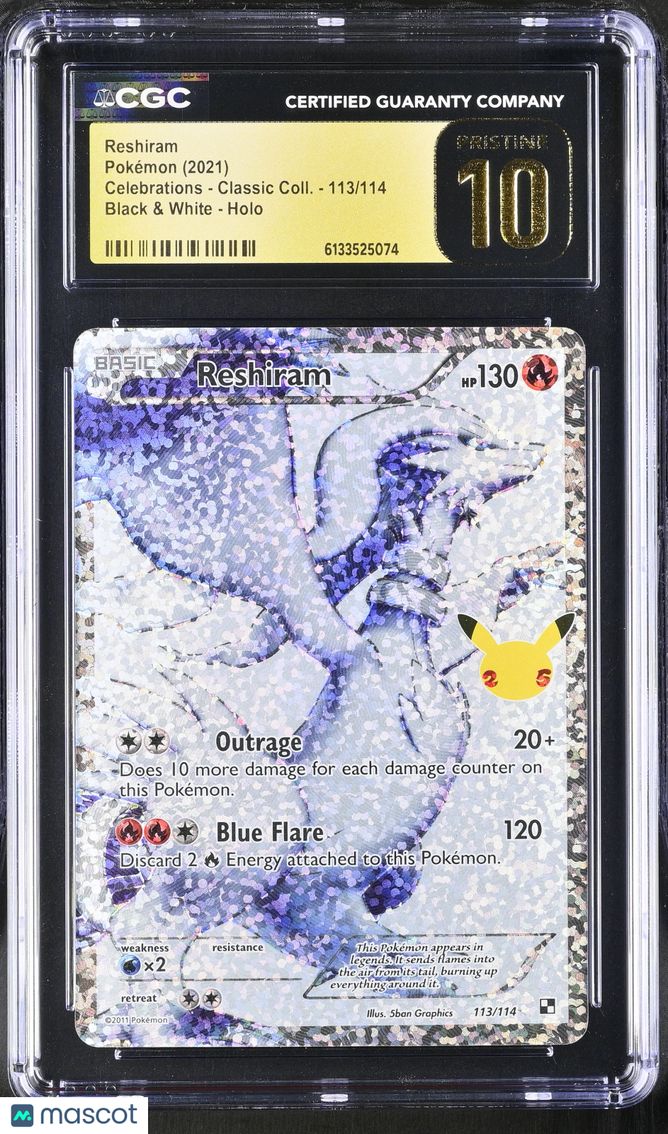 2021 Pokemon Reshiram #113/114 113/114 CGC 10