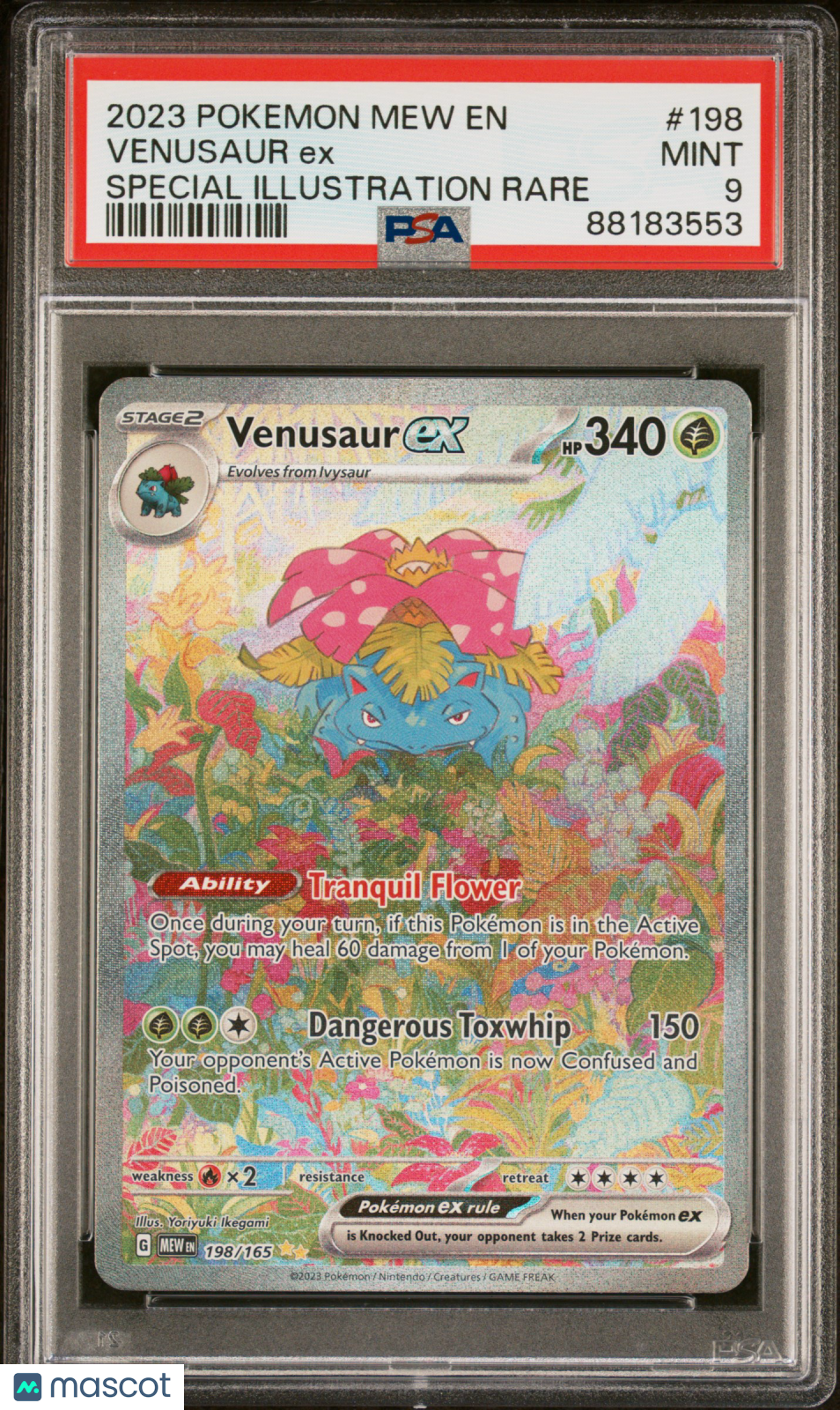 2023 Pokemon Mew EN-151 Venusaur EX #198 Special Illustration Rare PSA 9