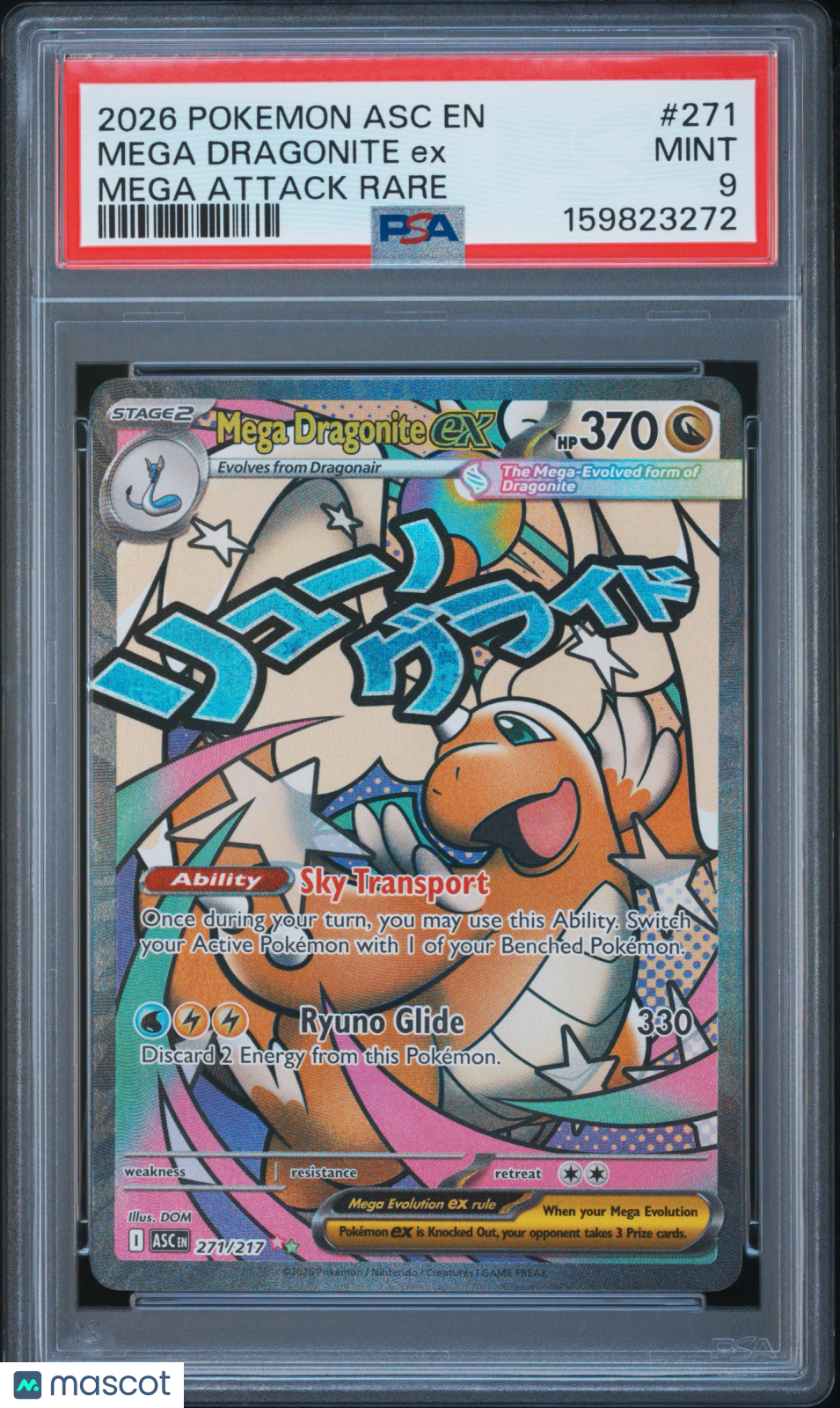 2026 Pokemon Asc EN-Ascended Heroes Mega Dragonite EX #271 Mega Attack Rare PSA 9
