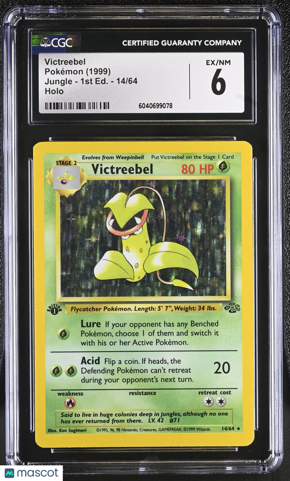 1999 Pokemon Victreebel #14/64 14/64 1st Edition CGC 6