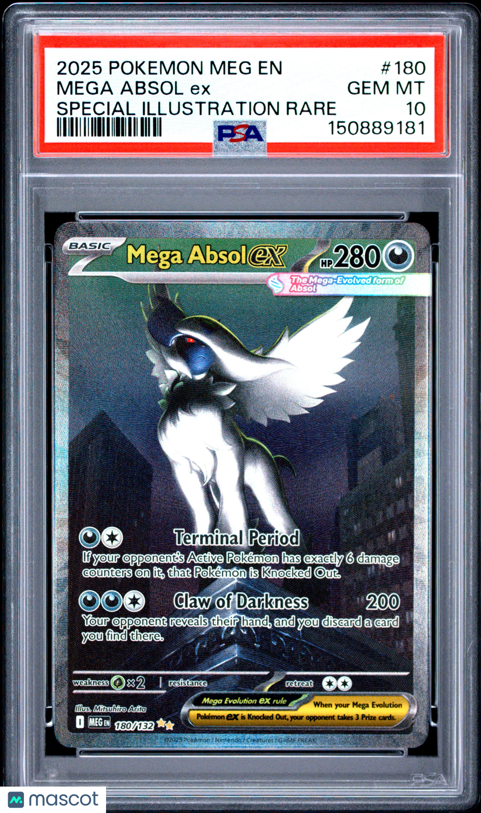 2025 Pokemon Meg EN-Mega Evolution Mega Absol EX #180 Special Illustration Rare PSA 10