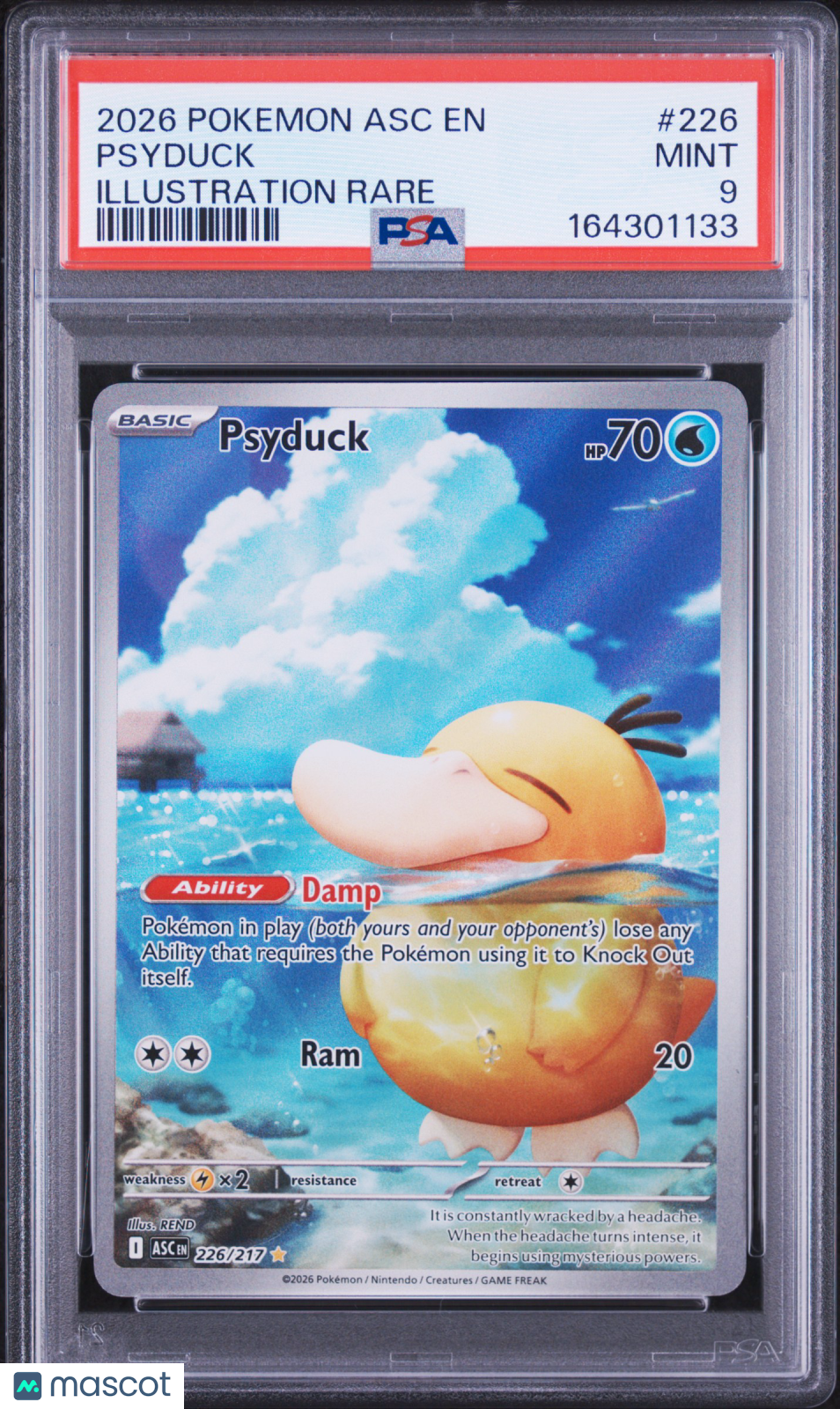 2026 Pokemon Asc EN-Ascended Heroes Psyduck #226 Illustration Rare PSA 9