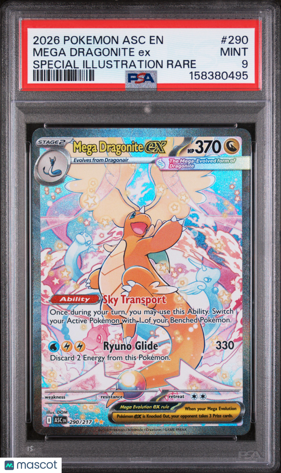 2026 Pokemon Asc EN-Ascended Heroes Mega Dragonite EX #290 Special Illustration Rare PSA 9