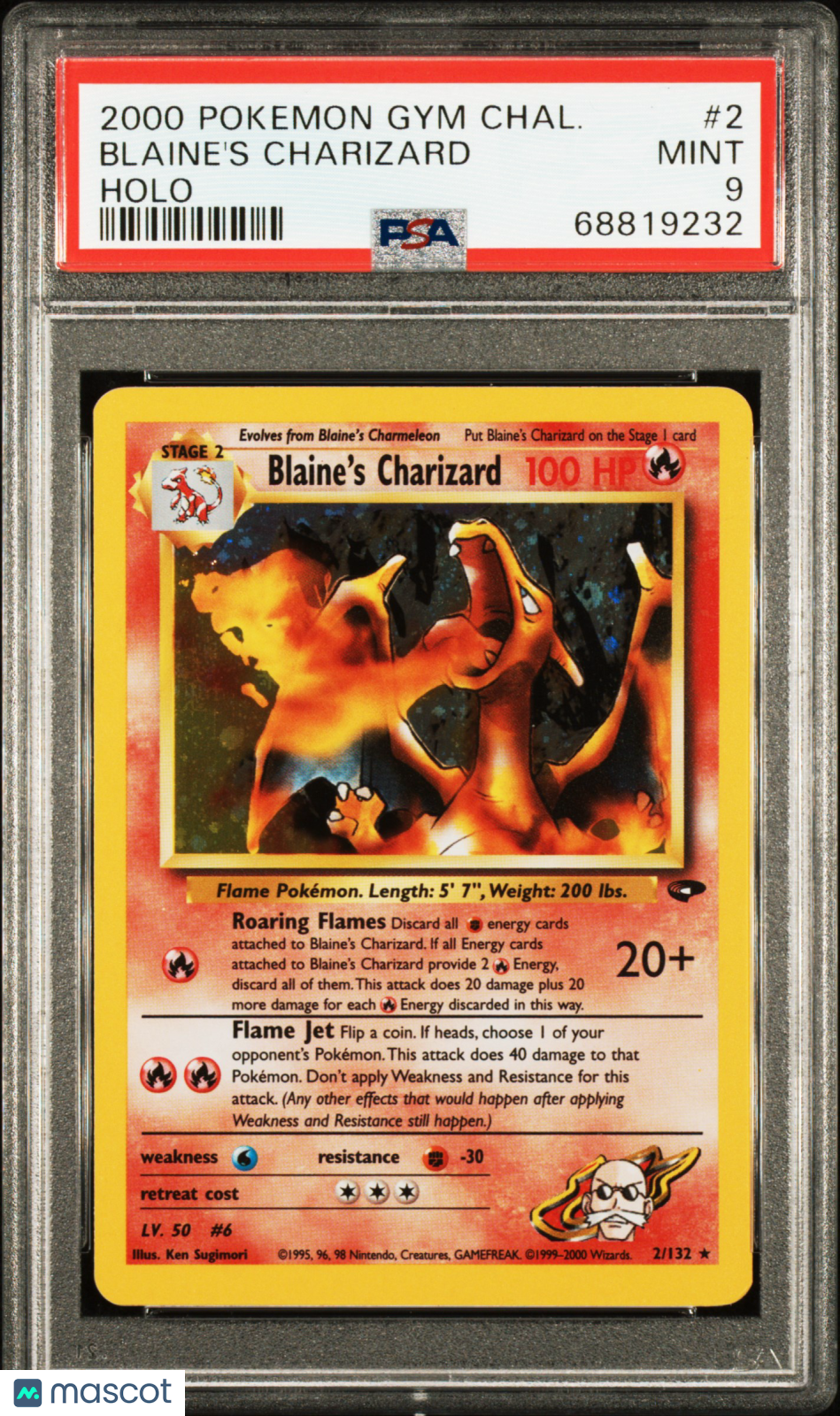 2000 Pokemon Gym Challenge Blaine's Charizard #2 Holo PSA 9