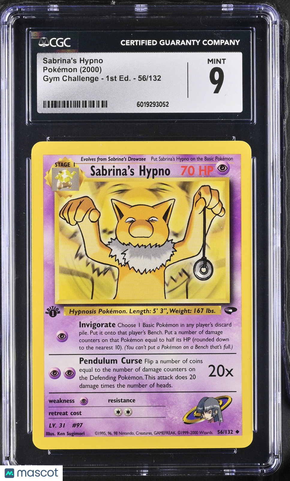 2000 Pokemon Sabrina's Hypno #56/132 1st Edition CGC 9