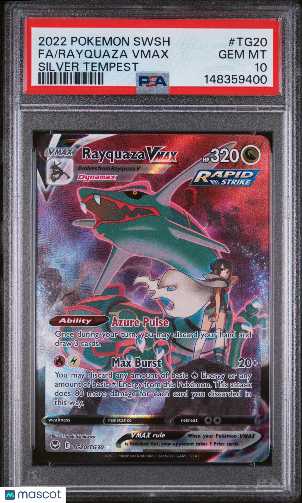2022 Pokemon Sword & Shield Silver Tempest Rayquaza VMAX #TG20 Silver Tempest Fa PSA 10