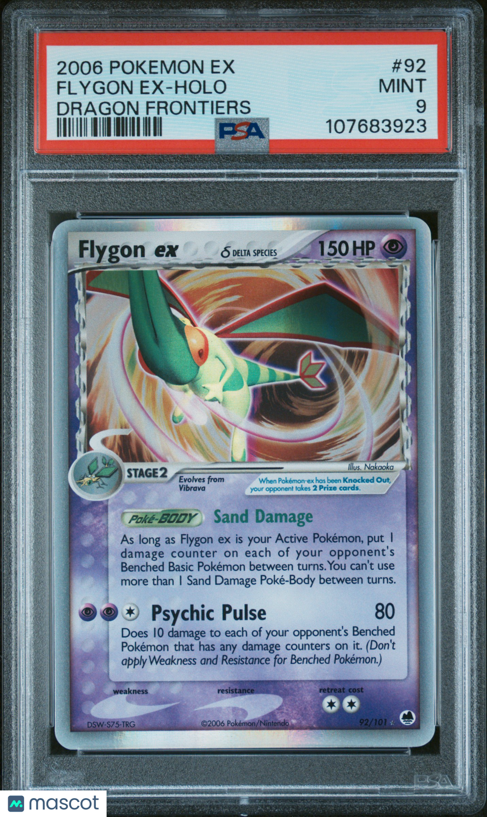 2006 Pokemon EX Dragon Frontiers Flygon EX #92 Dragon Frontiers PSA 9