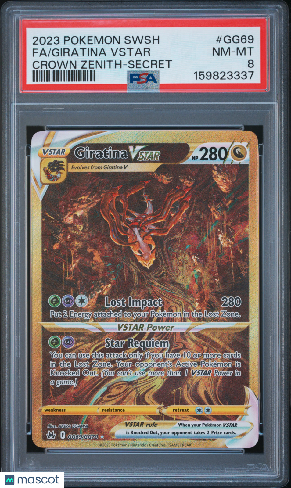 2023 Pokemon Sword And Shield Crown Zenith Giratina VSTAR #GG69 Crown Zenith-Secret Fa PSA 8